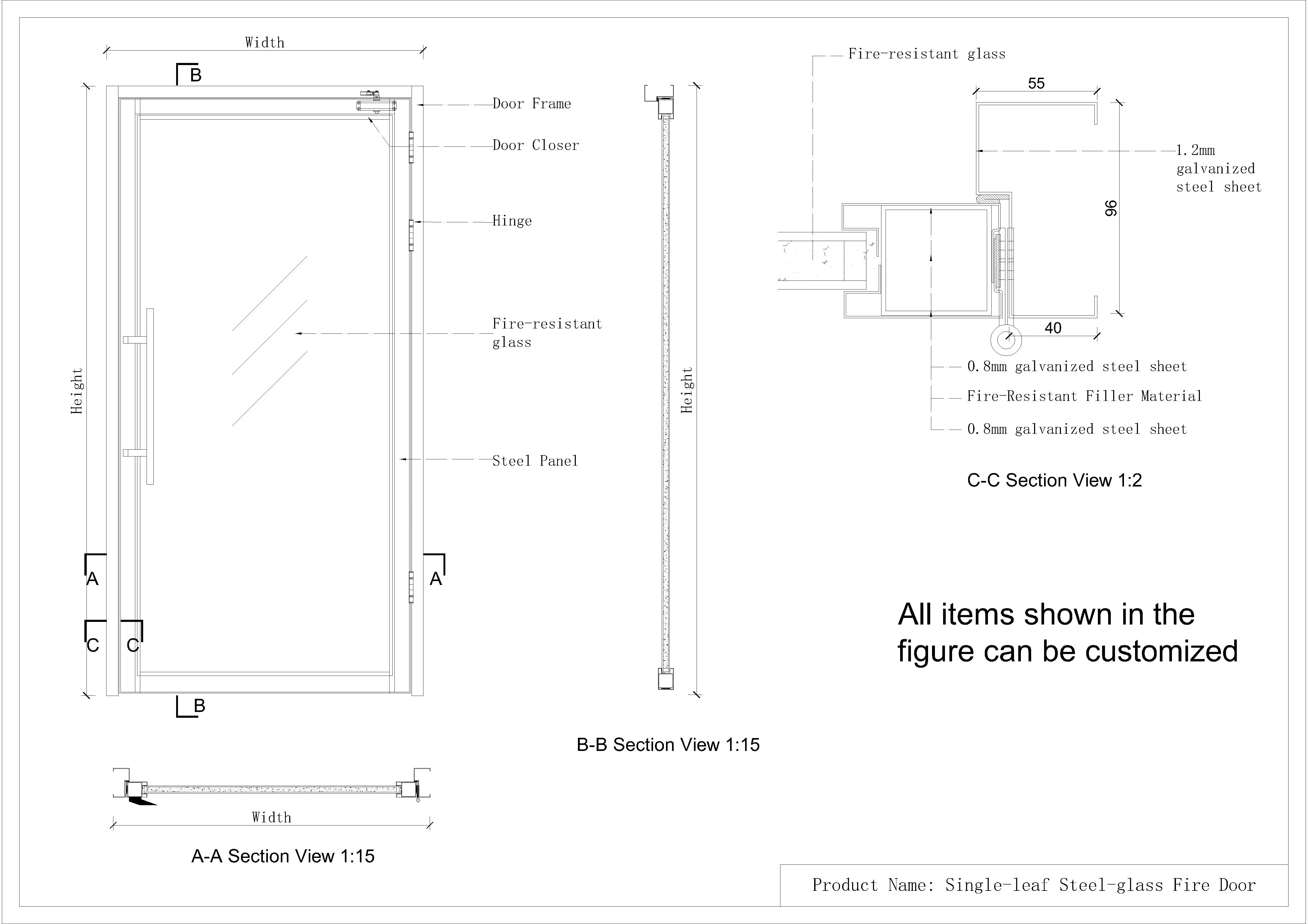Drawings of Steel Glass Fire Doors (2)