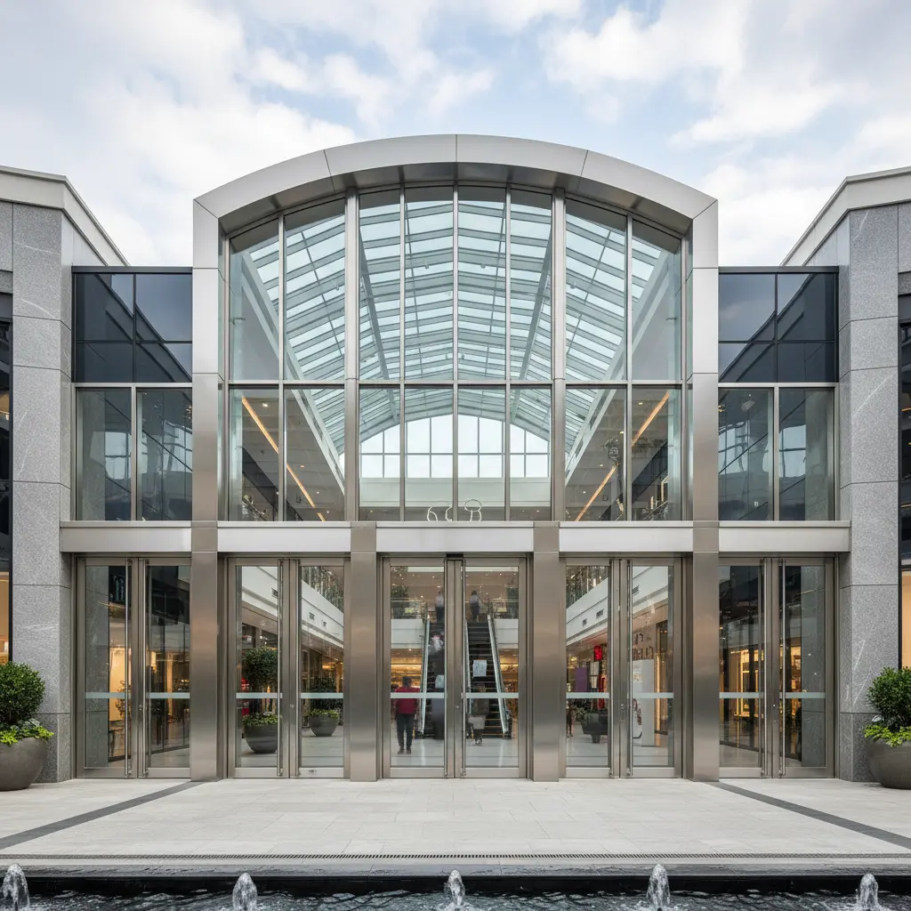 Metal Entry Doors With Glass For Shopping Malls And Public Venues