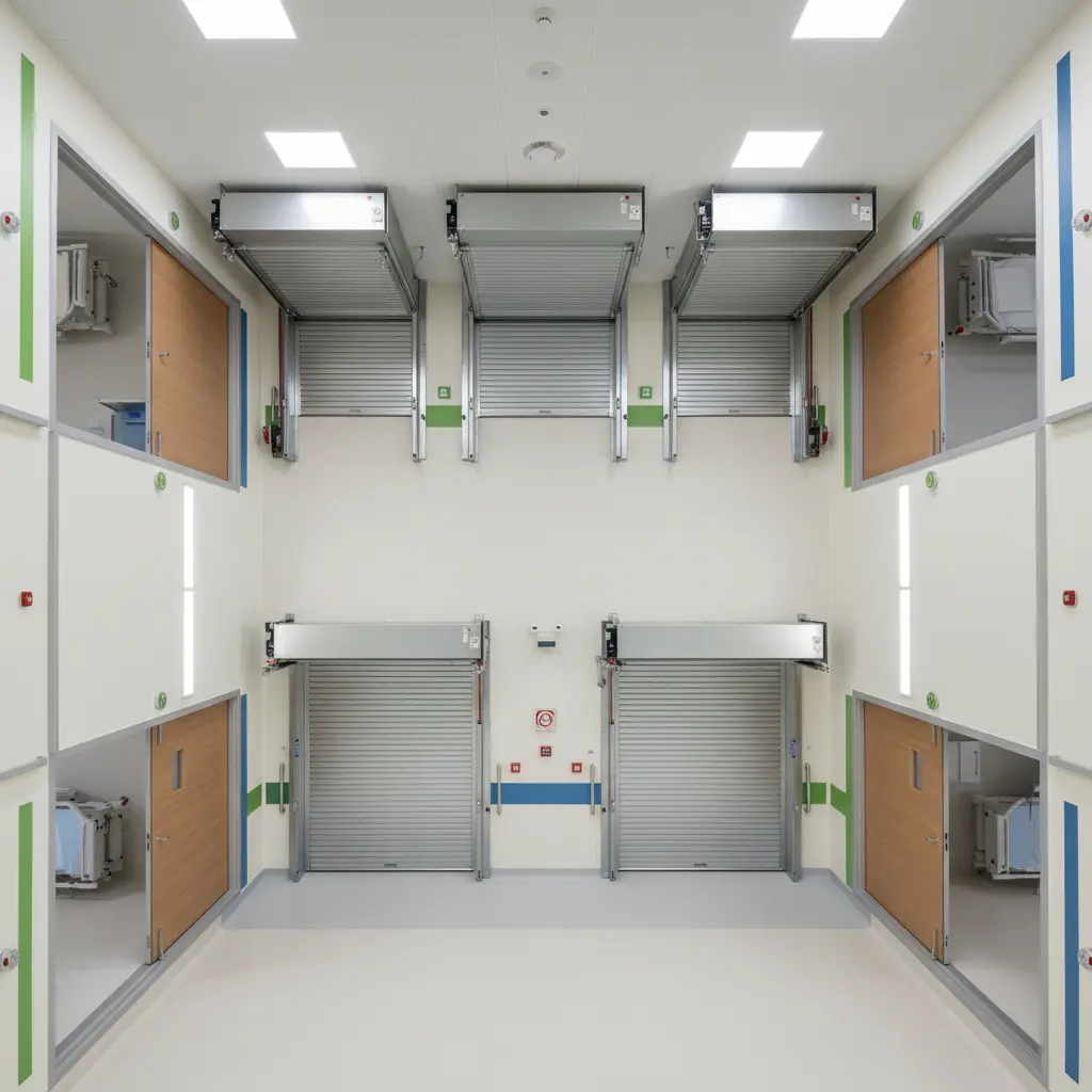 Overhead Rolling Steel Fire Doors For Hospital Wards And Patient Rooms