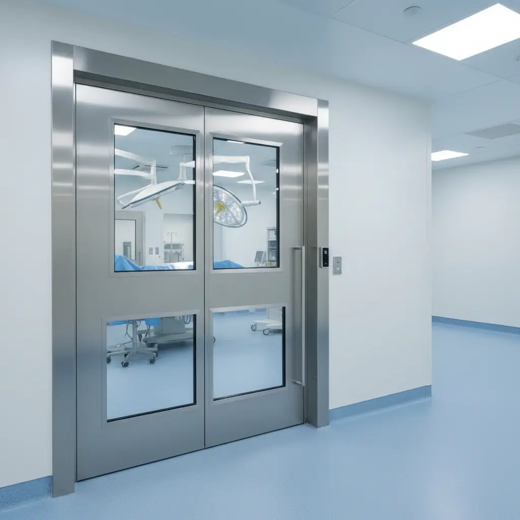 Steel Door With Glass For Operating Rooms And Surgical Corridors