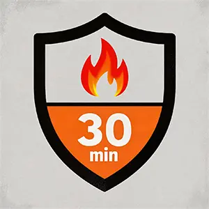 Grade C Fire integrity ≥ 30 minutes, fire insulation ≥ 30 minutes 