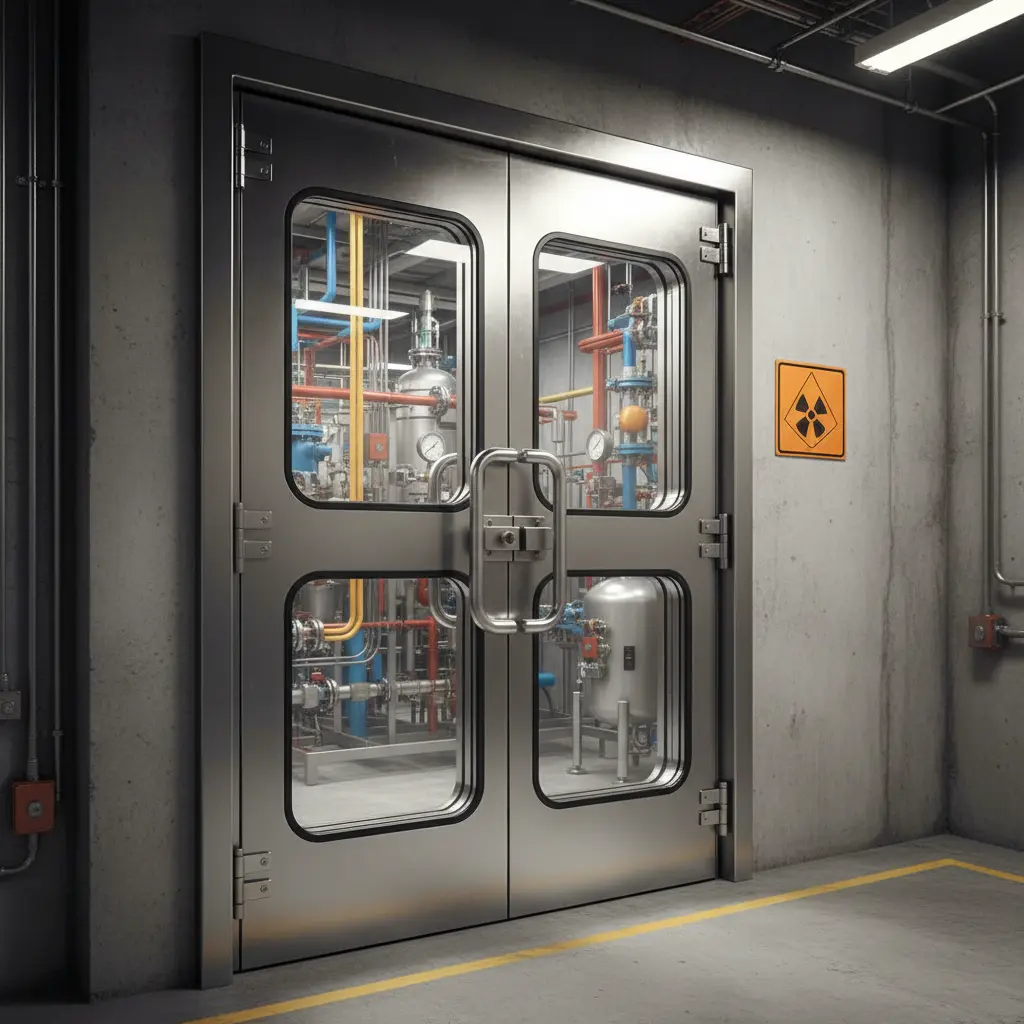 Steel Security Doors With Glass For Chemical Plants And Hazardous Areas