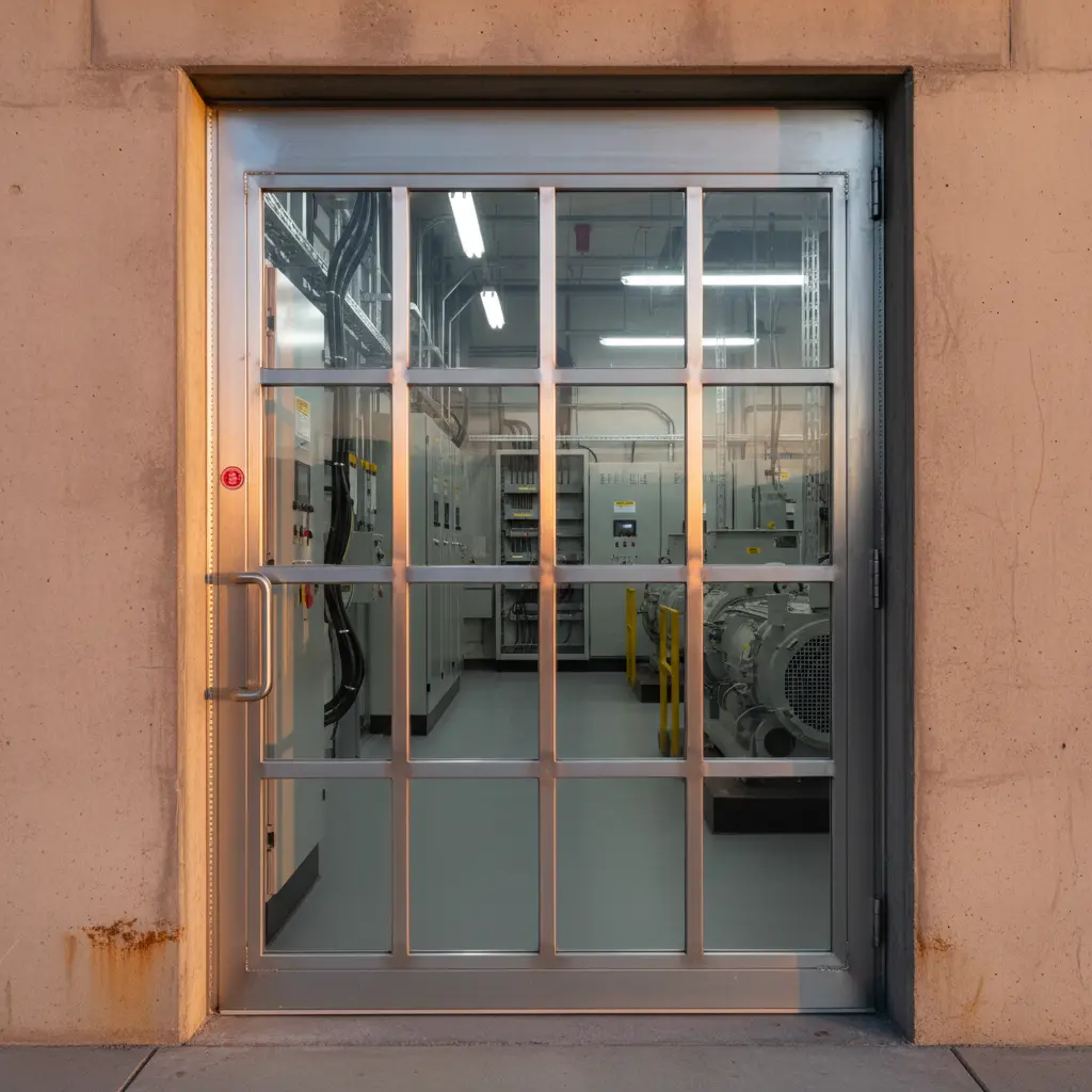 Steel Glass Fire Rated Door For Power Plants And Utility Rooms